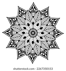 Flower Mandala. Vintage decorative elements. Oriental pattern, vector illustration. Islam, Arabic, Indian, Moroccan, Spain, Turkish, Pakistan, Chinese, mystic, ottoman motifs. Coloring book page.