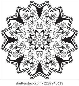 Flower Mandala. Vintage decorative elements. Oriental pattern, vector illustration. Islam, Arabic, Indian, moroccan,spain, turkish, pakistan, chinese, mystic, ottoman motifs. Coloring book page