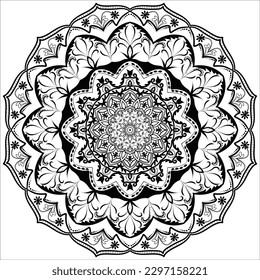 Flower Mandala. Vintage decorative elements. Oriental pattern, vector illustration. Islam, Arabic, Indian, moroccan,spain, turkish, pakistan, chinese, mystic, ottoman motifs. Coloring book page
