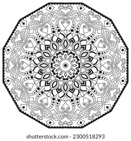 Flower Mandala. Vintage decorative elements. Oriental pattern, vector illustration. Islam, Arabic, Indian, moroccan,spain, turkish, pakistan, chinese, mystic, ottoman motifs. Coloring book page