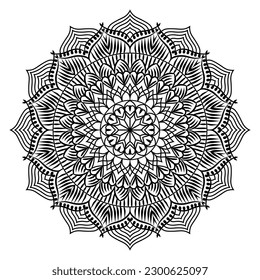 Flower Mandala. Vintage decorative elements. Oriental pattern, vector illustration. Islam, Arabic, Indian, Moroccan, Spain, Turkish, Pakistan, Chinese, mystic, ottoman motifs. Coloring book page.