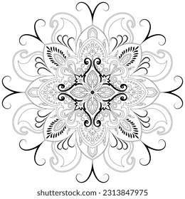 Flor Mandala. Elementos decorativos de época. Patrón oriental, ilustración vectorial. Islam, árabe, indio, marroquí, españa, turco, pakistán, chino, místico, otomano. página del libro de coloreado
