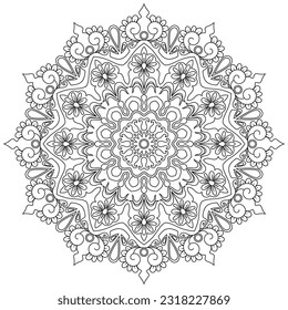 Flower Mandala. Vintage decorative elements. Oriental pattern, vector illustration. Islam, Arabic, Indian, moroccan,spain, turkish, pakistan, chinese, mystic, ottoman motifs. Coloring book page