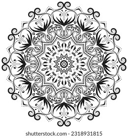 Flower Mandala. Vintage decorative elements. Oriental pattern, vector illustration. Islam,ottoman motifs. Coloring book page
