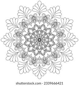 Blume Mandala. Vintage dekorative Elemente. Orientalisches Muster, Vektorgrafik. Islam, arabisch, indisch, marokkanisch, spain, türkisch, pakistanisch, chinesisch, mystisch, ottomanisch. Farbbuchseite	