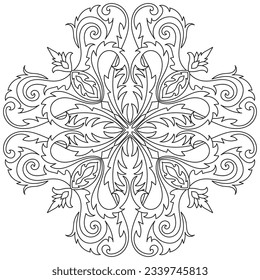 Flower Mandala. Vintage decorative elements. Oriental pattern, vector illustration. Islam, Arabic, Indian, moroccan,spain, turkish, pakistan, chinese, mystic, ottoman motifs. Coloring book page