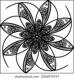 Flower Mandala. Vintage decorative elements. Oriental pattern, vector illustration. Islam, Arabic, Indian, moroccan,spain, turkish, pakistan, chinese, mystic, ottoman motifs. Coloring book page