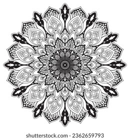 Flower Mandala. Vintage decorative elements. Oriental pattern, vector illustration. Islam, Arabic, Indian, moroccan,spain, turkish, pakistan, chinese, mystic, ottoman motifs. Coloring book page