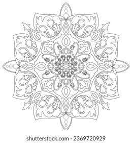 Flower Mandala. Vintage decorative elements. Oriental pattern, vector illustration. Islam, Arabic, Indian, moroccan,spain, turkish, pakistan, chinese, mystic, ottoman motifs. Coloring book page