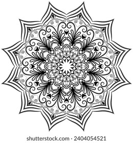 Flower Mandala. Vintage decorative elements. Oriental pattern, vector illustration. Islam, Arabic, Indian, moroccan,spain, turkish, pakistan, chinese, mystic, ottoman motifs. Coloring book page