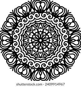 Flower Mandala. Vintage decorative elements. Oriental pattern, vector illustration. Islam, Arabic, Indian, moroccan,spain, turkish, pakistan, chinese, mystic, ottoman motifs. Coloring book page
