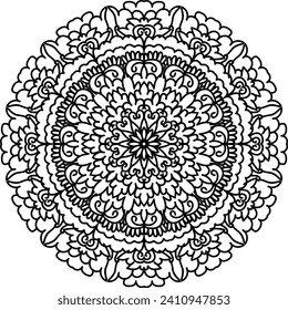 Flower Mandala. Vintage decorative elements. Oriental pattern, vector illustration. Islam, Arabic, Indian, moroccan,spain, turkish, pakistan, chinese, mystic, ottoman motifs. Coloring book page
