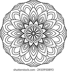 Flower Mandala. Vintage decorative elements. Oriental pattern, vector illustration. Islam, Arabic, Indian, moroccan,spain, turkish, pakistan, chinese, mystic, ottoman motifs. Coloring book page
