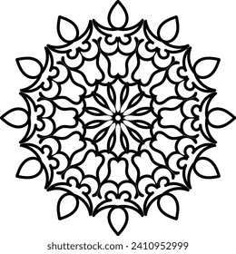 Flower Mandala. Vintage decorative elements. Oriental pattern, vector illustration. Islam, Arabic, Indian, moroccan,spain, turkish, pakistan, chinese, mystic, ottoman motifs. Coloring book page
