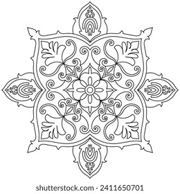 Flower Mandala. Vintage decorative elements. Oriental pattern, vector illustration. Islam, Arabic, Indian, moroccan,spain, turkish, pakistan, chinese, mystic, ottoman motifs. Coloring book page