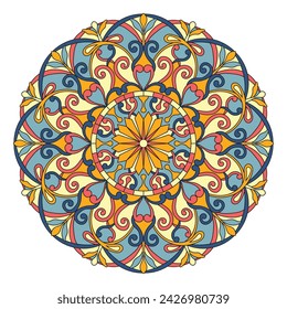 Flower Mandala. Vintage decorative elements. Oriental pattern, vector illustration