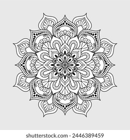 Flower Mandala. Vintage decorative elements. Oriental pattern, vector illustration. Islam, Arabic, Indian, Spain, Turkish, Pakistan, Chinese, mystic, ottoman motifs. Coloring book page