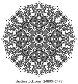 Flower Mandala. Vintage decorative elements. Oriental pattern, vector illustration. Islam, Arabic, Indian, moroccan,spain, turkish, pakistan, chinese, mystic, ottoman motifs. Coloring book page