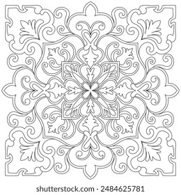 Flower Mandala. Vintage decorative elements. Oriental pattern, vector illustration. Islam, Arabic, Indian, moroccan,spain, turkish, pakistan, chinese, mystic, ottoman motifs. Coloring book page