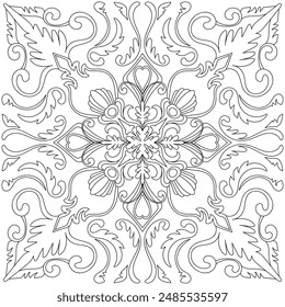 Flower Mandala. Vintage decorative elements. Oriental pattern, vector illustration. Islam, Arabic, Indian, moroccan,spain, turkish, pakistan, chinese, mystic, ottoman motifs. Coloring book page