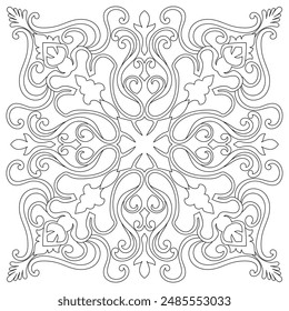 Flor Mandala. Elementos decorativos de Antiguas. Patrón oriental, Ilustración vectorial. Islam, árabe, indio, marroquí, españa, turco, pakistán, chino, místico, motivos otomanos. Libro para colorear