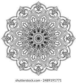 Flower Mandala. Vintage decorative elements. Oriental pattern, vector illustration. Islam, Arabic, Indian, moroccan,spain, turkish, pakistan, chinese, mystic, ottoman motifs. Coloring book page