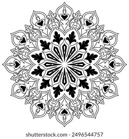 Flower Mandala. Vintage decorative elements. Oriental pattern, vector illustration. Islam, Arabic, Indian, moroccan,spain, turkish, pakistan, chinese, mystic, ottoman motifs. Coloring book page