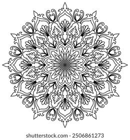 Flower Mandala. Vintage decorative elements. Oriental pattern, vector illustration. Islam, Arabic, Indian, moroccan,spain, turkish, pakistan, chinese, mystic, ottoman motifs. Coloring book page