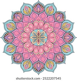 Flower Mandala. Vintage decorative elements. Oriental pattern, vector illustration. Islam, Arabic, Indian, moroccan,spain, turkish, pakistan, chinese, ottoman motifs.Vector art