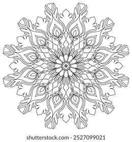 Flower Mandala. Vintage decorative elements. Oriental pattern, vector illustration. Islam, Arabic, Indian, moroccan,spain, turkish, pakistan, chinese, mystic, ottoman motifs. Coloring book page