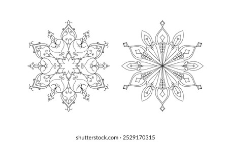 Mandala de flores Antiguas Elementos decorativos Oriental Stock Vector.