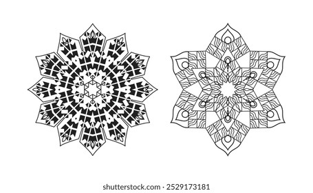 Flower Mandala. Vintage decorative elements. Oriental pattern, vector illustration. Coloring book page.