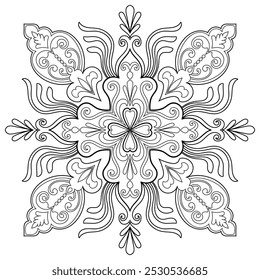 Mandala de flores. Elementos decorativos vintage. Padrão oriental, ilustração vetorial. Islã, árabe, indiano, marroquino, espanha, turco, paquistão, chinês, místico, otomano motivos. Página do livro de cores