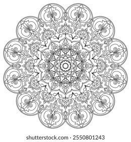 Flower Mandala. Vintage decorative elements. Oriental pattern, vector illustration. Islam, Arabic, Indian, moroccan,spain, turkish, pakistan, chinese, mystic, ottoman motifs. Coloring book page