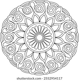 Flower Mandala. Vintage decorative elements. Oriental pattern, vector illustration. Islam, Arabic, Indian, moroccan,spain, turkish, pakistan, chinese, mystic, ottoman motifs. Coloring page