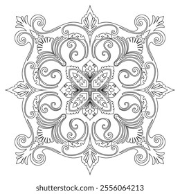 Flower Mandala. Vintage decorative elements. Oriental pattern, vector illustration. Islam, Arabic, Indian, moroccan,spain, turkish, pakistan, chinese, mystic, ottoman motifs. Coloring book page