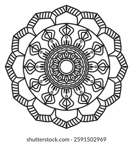 Flower Mandala. Vintage decorative elements. Oriental pattern, vector illustration. Mandala Coloring page.Circular pattern in form of mandala for Henna, Mehndi, tattoo, decoration.