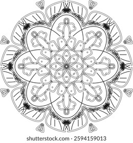 Flower mandala .Vintage decorative elements . Blossom mandala space. Circular pattern in form of mandala.