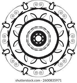 Flower Mandala. Vintage decorative elements. Oriental pattern, vector illustration. Coloring book page. Ornate Circular design Set, Black and White Line Art. creative art.