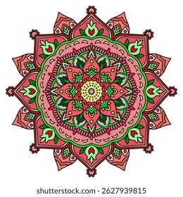 Flower Mandala. Vintage decorative elements. Oriental pattern, vector illustration. Islam, Arabic, Indian, Moroccan, Spain, Turkish, Pakistan, Chinese, mystic, ottoman motifs. Colorful ornamental