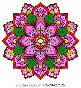 Flower Mandala. Vintage decorative elements. Oriental pattern, vector illustration. Islam, Arabic, Indian, Moroccan, Spain, Turkish, Pakistan, Chinese, mystic, ottoman motifs. Coloring book page