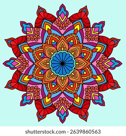 Flower Mandala, Vintage decorative elements, vector illustration of a flower, Oriental pattern, . Islam, Arabic, Indian, Moroccan, Spain, Turkish, Pakistan, Chinese, mystic, ottoman motifs, colorful