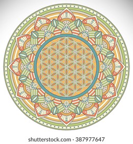 Flower Mandala. Vintage decorative elements. Oriental pattern, vector illustration. Islam, Arabic, Indian, turkish, pakistan, chinese, ottoman motifs