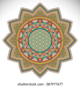 Flower Mandala. Vintage decorative elements. Oriental pattern, vector illustration. Islam, Arabic, Indian, turkish, pakistan, chinese, ottoman motifs