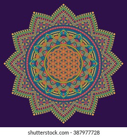 Flower Mandala. Vintage decorative elements. Oriental pattern, vector illustration. Islam, Arabic, Indian, turkish, pakistan, chinese, ottoman motifs