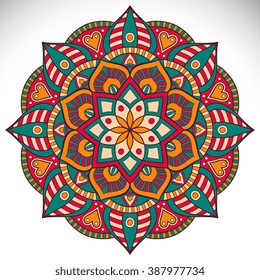 Flower Mandala. Vintage decorative elements. Oriental pattern, vector illustration. Islam, Arabic, Indian, turkish, pakistan, chinese, ottoman motifs