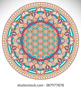 Flower Mandala. Vintage decorative elements. Oriental pattern, vector illustration. Islam, Arabic, Indian, turkish, pakistan, chinese, ottoman motifs