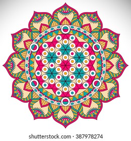 Flower Mandala. Vintage decorative elements. Oriental pattern, vector illustration. Islam, Arabic, Indian, turkish, pakistan, chinese, ottoman motifs