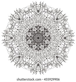 Flower Mandala. Vintage decorative elements. Oriental pattern, vector illustration. Islam, Arabic, Indian, moroccan,spain, turkish, pakistan, chinese, mystic, ottoman motifs. Coloring book page.