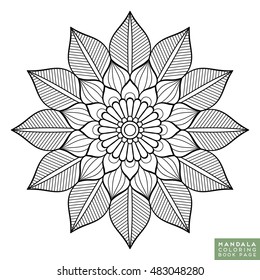 Flower Mandala. Vintage decorative elements. Oriental pattern, vector illustration. Islam, Arabic, Indian, moroccan,spain,  turkish, pakistan, chinese, mystic, ottoman motifs. Coloring book page